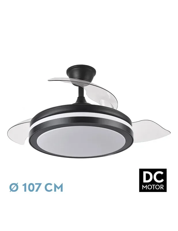 Ventilador Alto Rendimiento Retráctil Negro