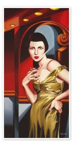 Vestido de raso verde oliva de Catherine Abel Bridgeman Images