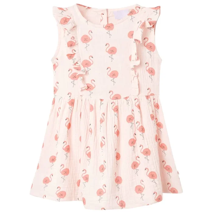 Vestido infantil con volantes rosa suave 92 (2)