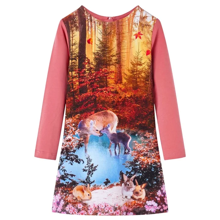 Vestido infantil de manga larga rosa 140 (2)