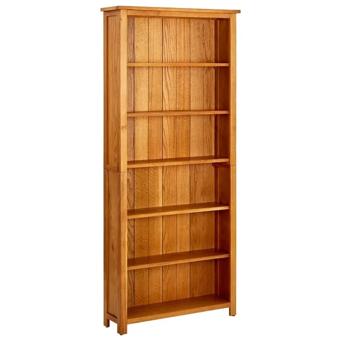 vidaX Estantería de 6 niveles de madera maciza de roble 80×22,5×180 cm