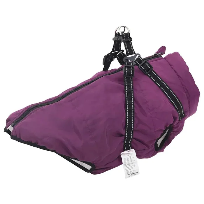 vidaXL Abrigo para perro con arnés impermeable reflectante L48 morado