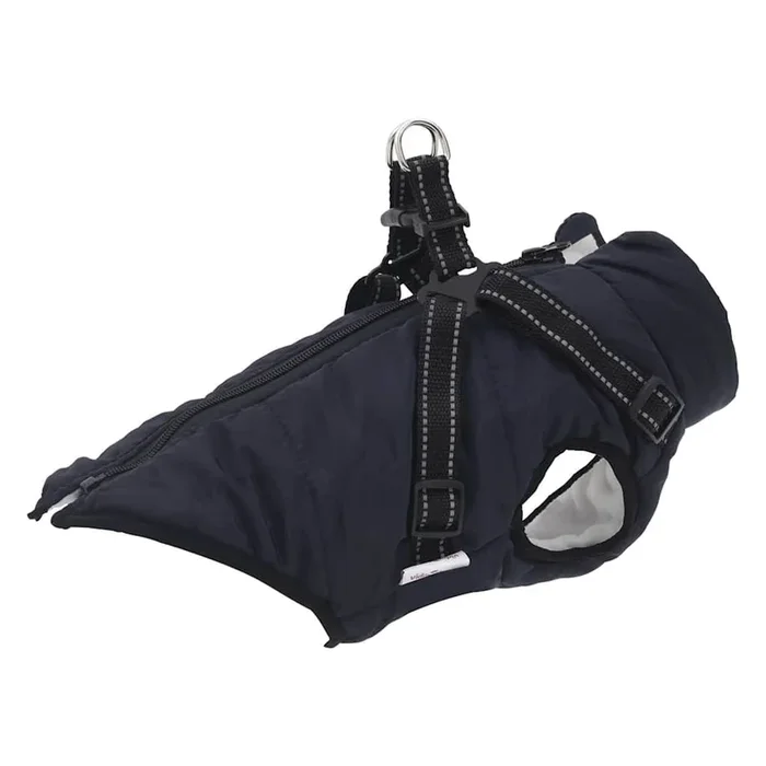 vidaXL Abrigo perro con arnés impermeable reflectante L36 azul marino