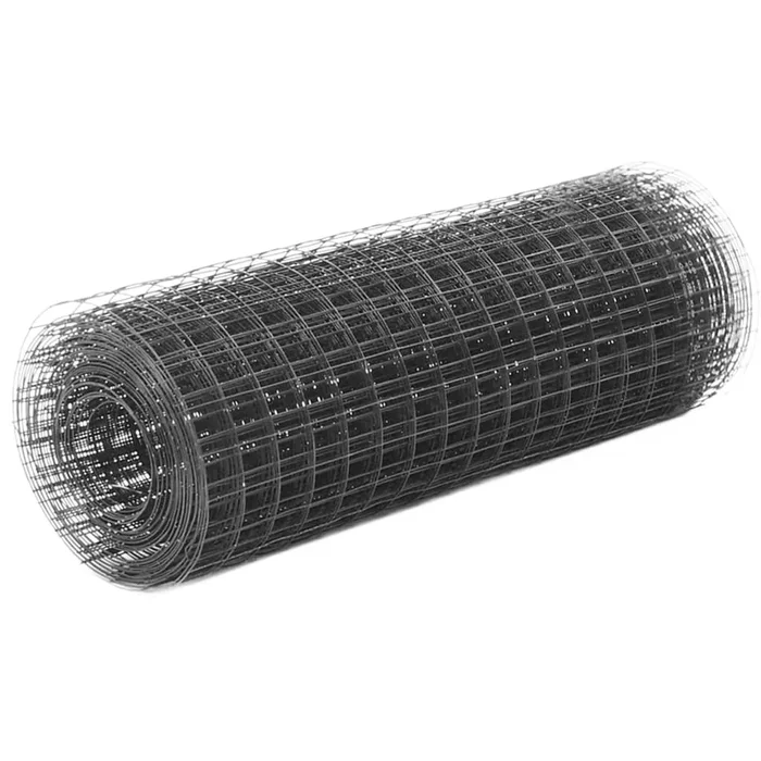 vidaXL Alambrada de gallinero acero recubrimiento PVC gris 25×0,5 m (2)