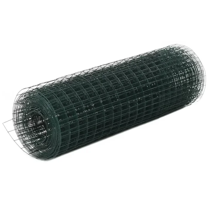 vidaXL Alambrada de gallinero acero recubrimiento PVC verde 25×0,5 m (3)