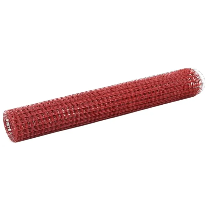 vidaXL Alambrada de gallinero acero revestimiento PVC rojo 10×1 m