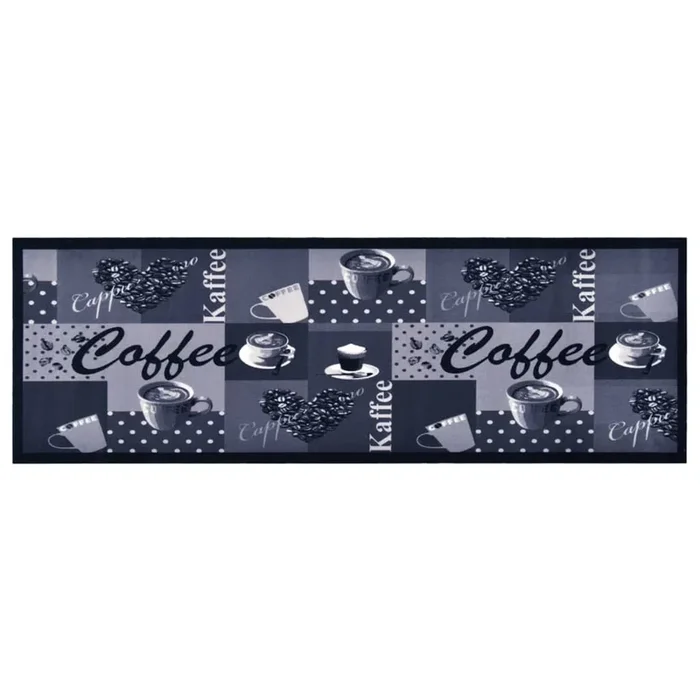 vidaXL Alfombra de cocina lavable Coffee azul 60×180 cm