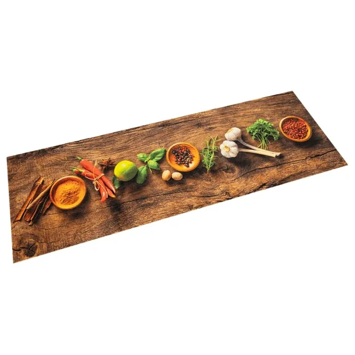 vidaXL Alfombra de cocina lavable terciopelo dibujo especias 45×150 cm (3)