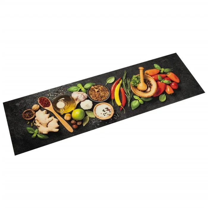 vidaXL Alfombra de cocina lavable terciopelo dibujo especias 45×150 cm