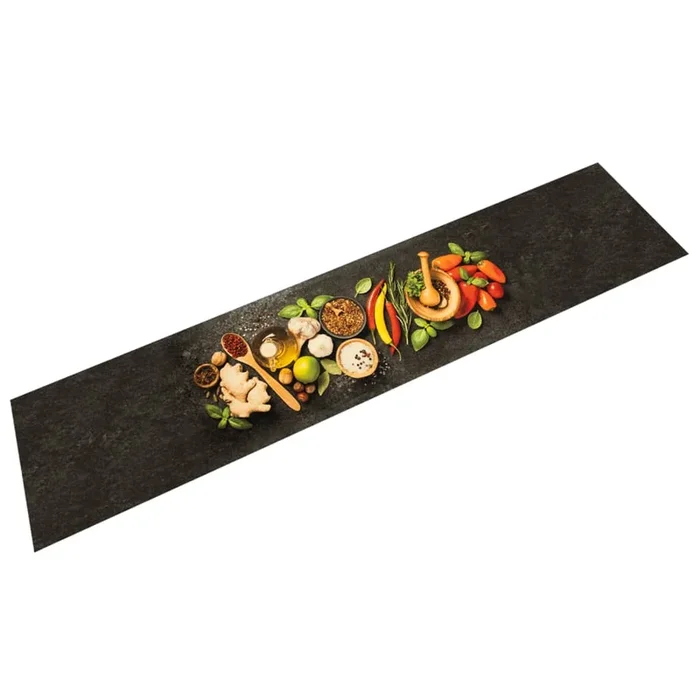 vidaXL Alfombra de cocina lavable terciopelo dibujo especias 60×300 cm