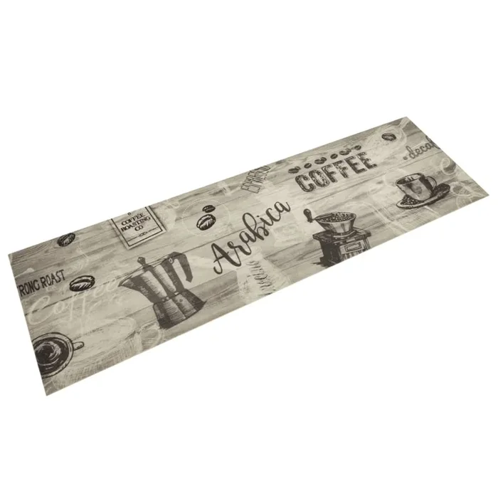 vidaXL Alfombra de cocina lavable terciopelo gris café 45×150 cm