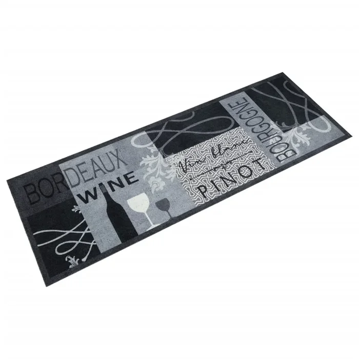 vidaXL Alfombra de cocina lavable terciopelo vino gris 60×180 cm