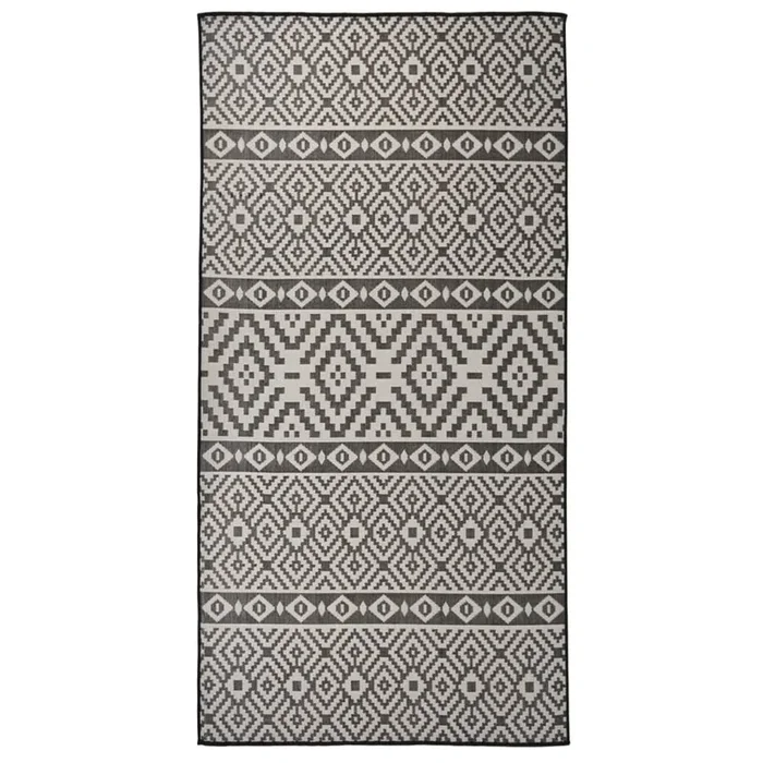 vidaXL Alfombra de exterior de tejido plano rayas negras 100×200 cm