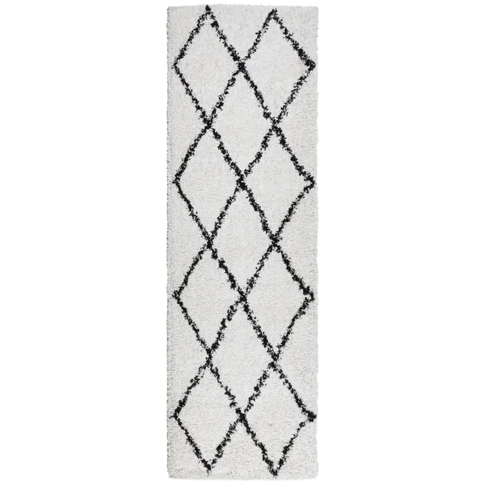 vidaXL Alfombra de pelo largo moderna PAMPLONA crema y negro 80×250 cm