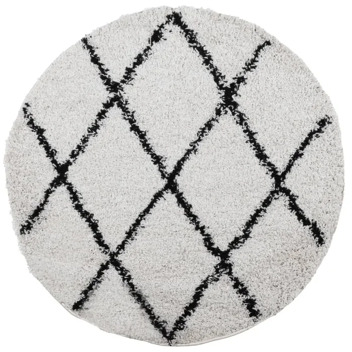 vidaXL Alfombra de pelo largo moderna PAMPLONA crema y negro Ø 100 cm