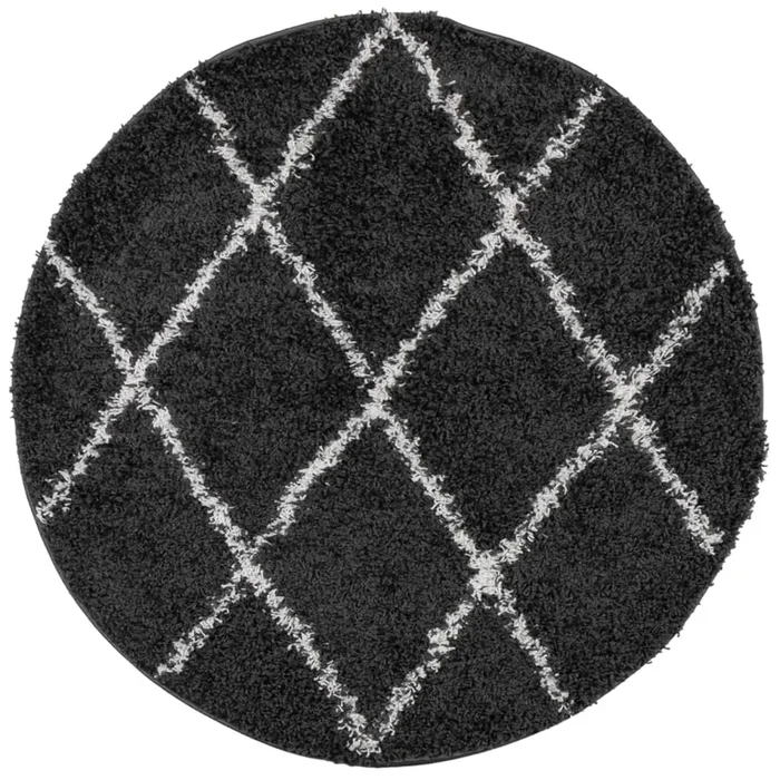 vidaXL Alfombra de pelo largo moderna PAMPLONA negro y crema Ø 200 cm
