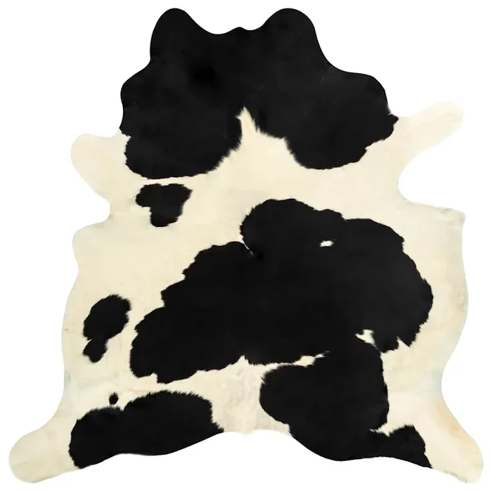 vidaXL Alfombra de piel de vaca real negro y blanco 150×170 cm