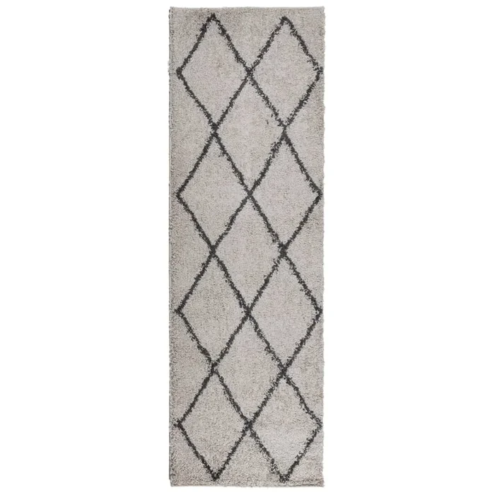 vidaXL Alfombra pelo largo moderna PAMPLONA beige antracita 80×250 cm