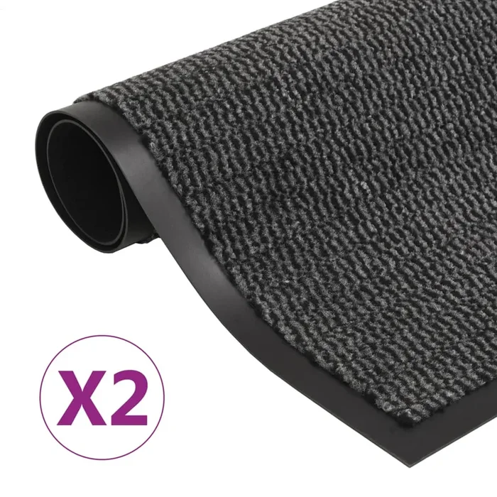 vidaXL Alfombras de entrada rectangulares de nudo 2 uds gris 40×60 cm