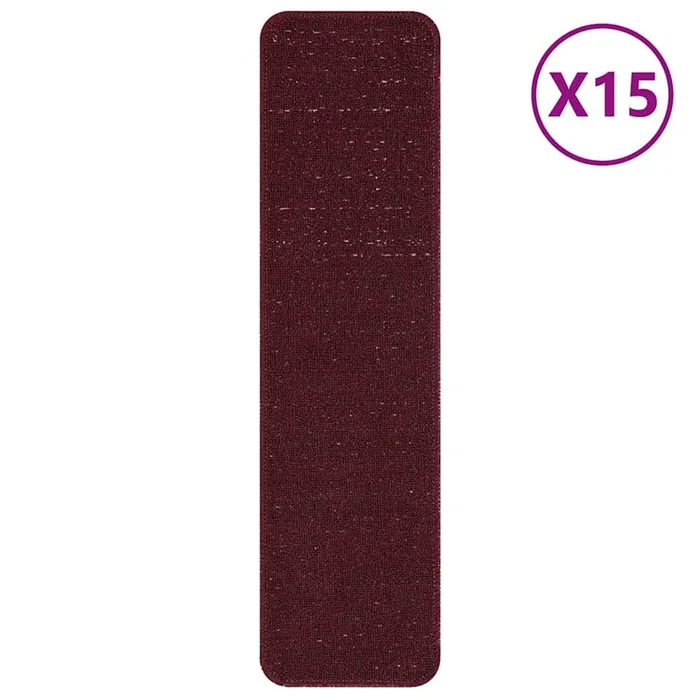 vidaXL Alfombrillas Antideslizantes para Escalera 15 pcs Burdeos (2)