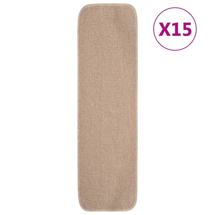 vidaXL Alfombrillas de escalera 15 uds beige rectangular 75×20 cm