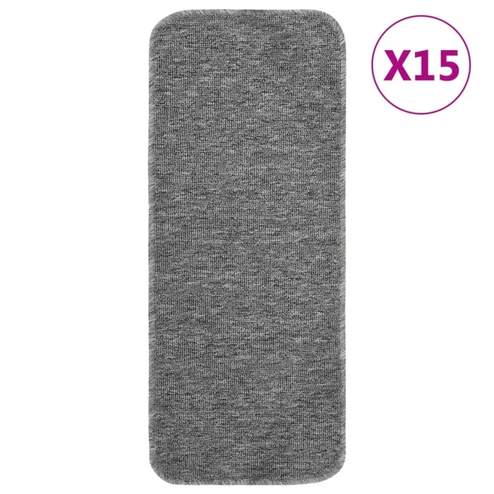 vidaXL Alfombrillas de escalera 15 uds gris rectangular 60×25 cm
