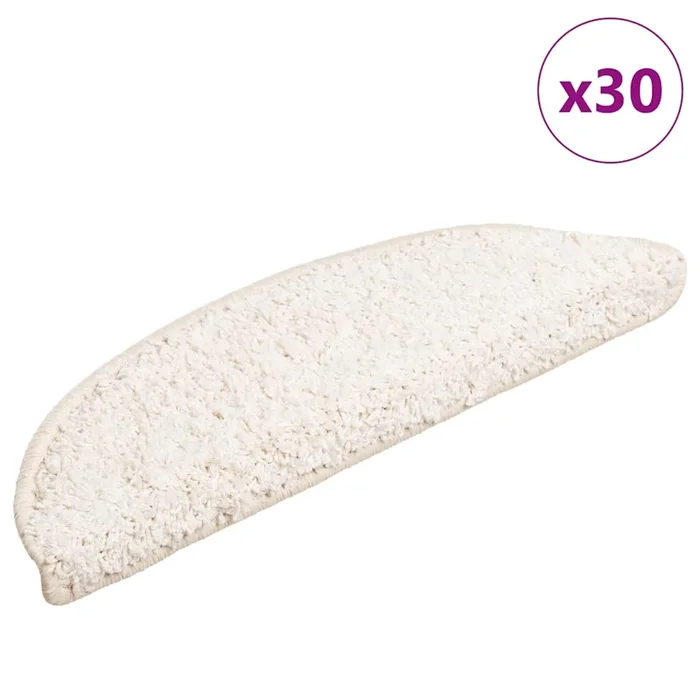vidaXL Alfombrillas para escaleras 30 unidades 56x17x3 cm Blanco Semicircular