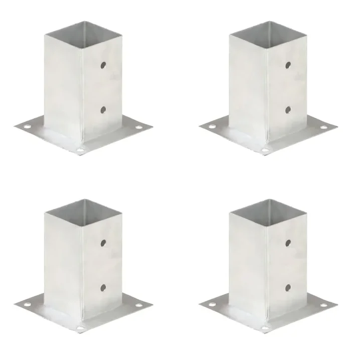 vidaXL Anclajes para postes 4 unidades metal galvanizado 81 mm