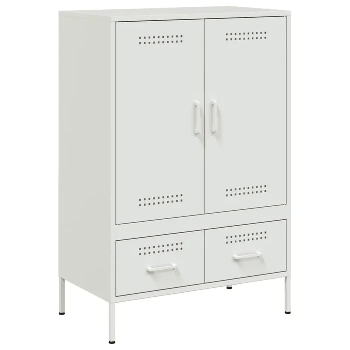 vidaXL Aparador acero blanco 68x39x101,5 cm (2)