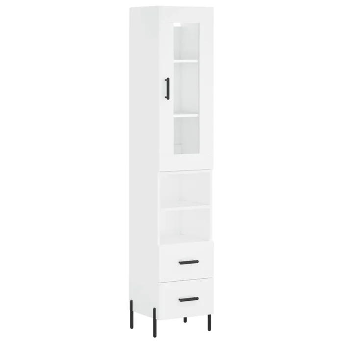 vidaXL Aparador alto madera contrachapada blanco 34,5x34x180 cm (7)