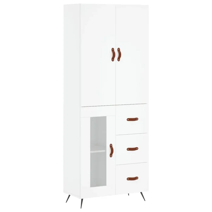vidaXL Aparador alto madera contrachapada blanco 69,5x34x180 cm (102)