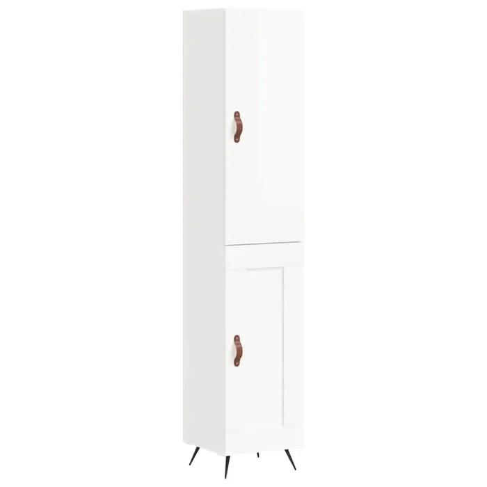 vidaXL Aparador alto madera contrachapada blanco brillo 34,5x34x180 cm (12)