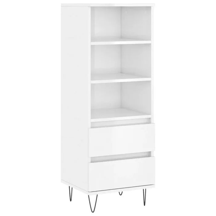 vidaXL Aparador alto madera contrachapada blanco brillo 40x36x110 cm (2)