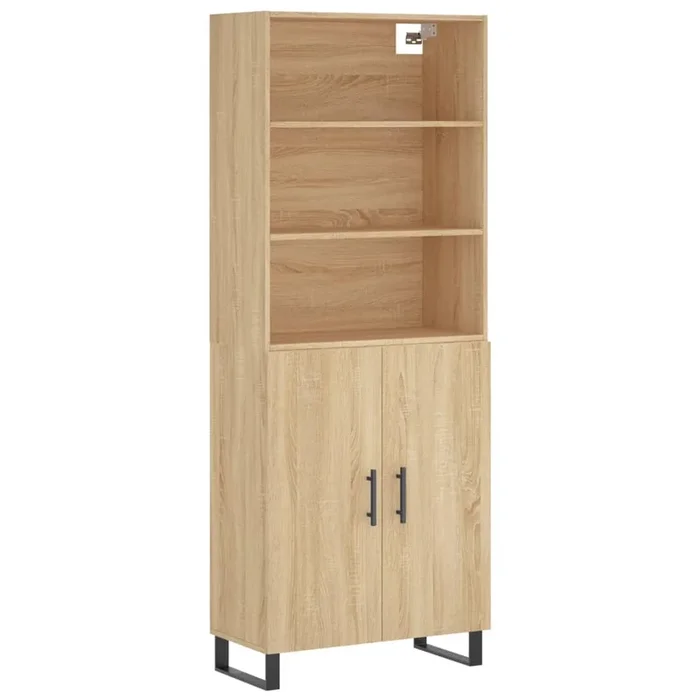 vidaXL Aparador alto madera contrachapada color roble 69,5x34x180 cm (10)