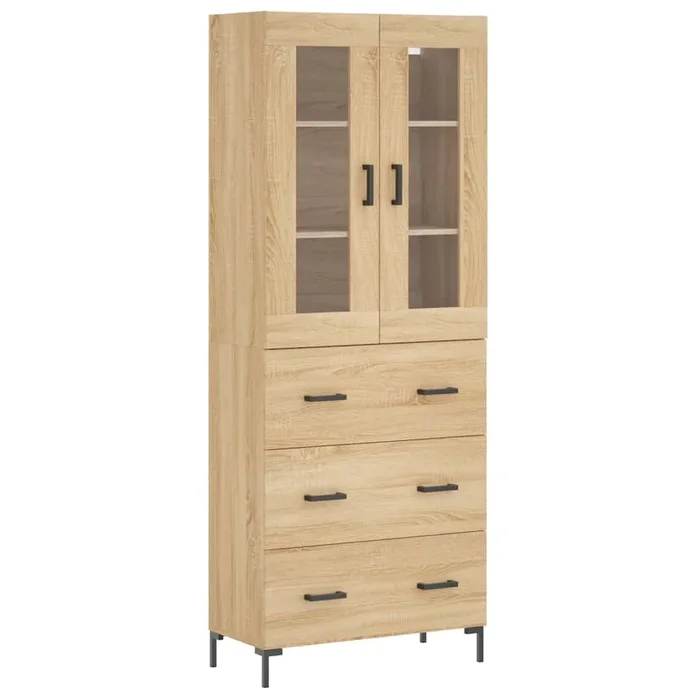 vidaXL Aparador alto madera contrachapada color roble 69,5x34x180 cm (11)