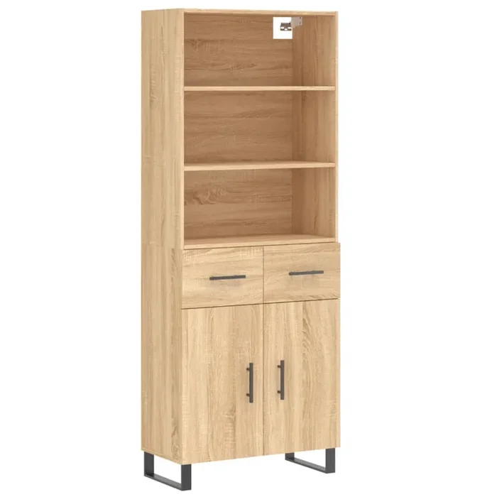 vidaXL Aparador alto madera contrachapada color roble 69,5x34x180 cm (7)