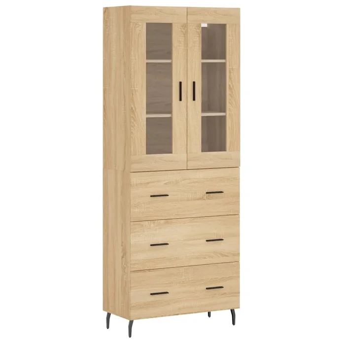 vidaXL Aparador alto madera contrachapada color roble 69,5x34x180 cm (75)
