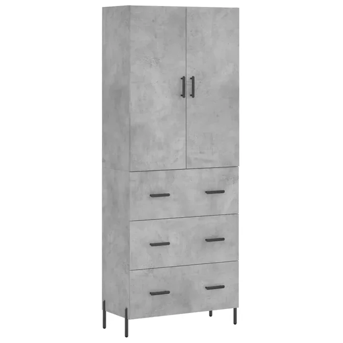 vidaXL Aparador alto madera contrachapada gris hormigón 69,5x34x180 cm (124)