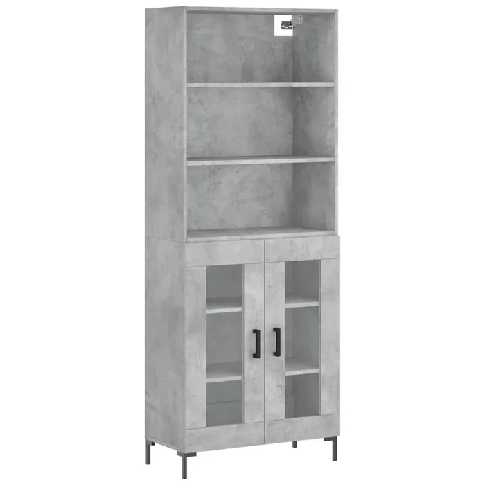 vidaXL Aparador alto madera contrachapada gris hormigón 69,5x34x180 cm (16)