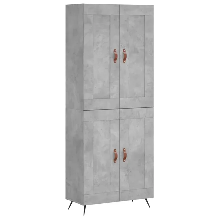 vidaXL Aparador alto madera contrachapada gris hormigón 69,5x34x180 cm (198)