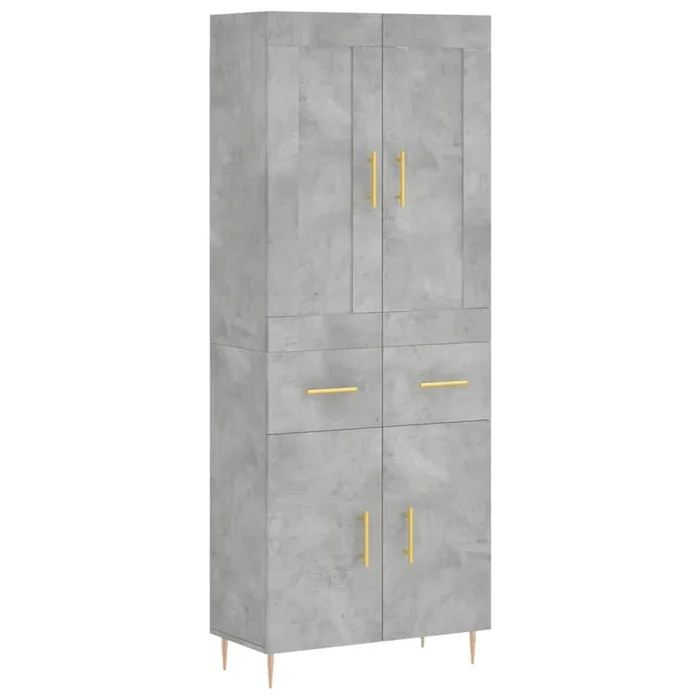 vidaXL Aparador alto madera contrachapada gris hormigón 69,5x34x180 cm (208)