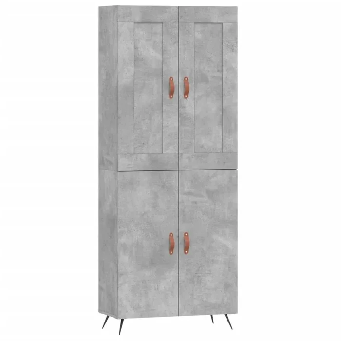 vidaXL Aparador alto madera contrachapada gris hormigón 69,5x34x180 cm (214)