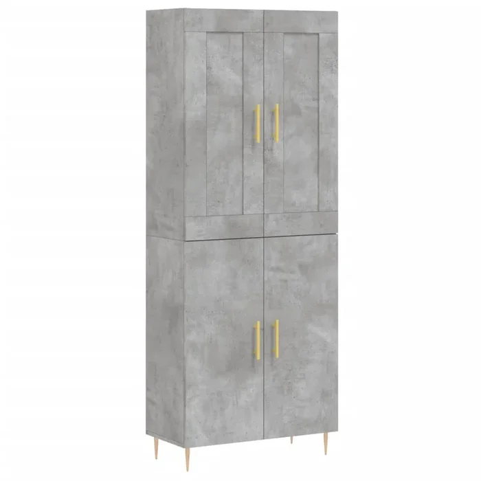 vidaXL Aparador alto madera contrachapada gris hormigón 69,5x34x180 cm (84)
