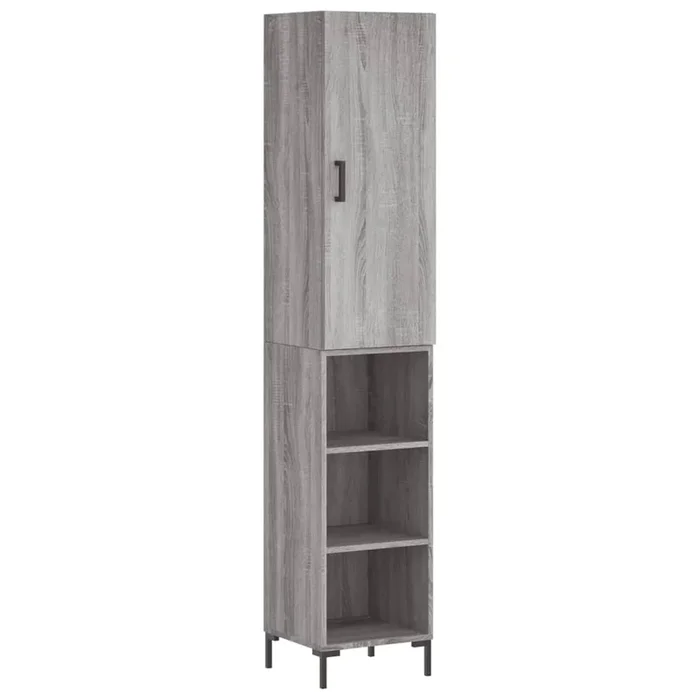 vidaXL Aparador alto madera contrachapada gris Sonoma 34,5x34x180 cm (16)