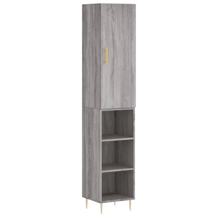 vidaXL Aparador alto madera contrachapada gris Sonoma 34,5x34x180 cm (2)