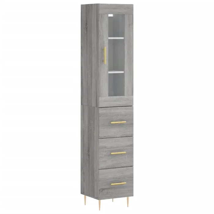 vidaXL Aparador alto madera contrachapada gris Sonoma 34,5x34x180 cm (46)