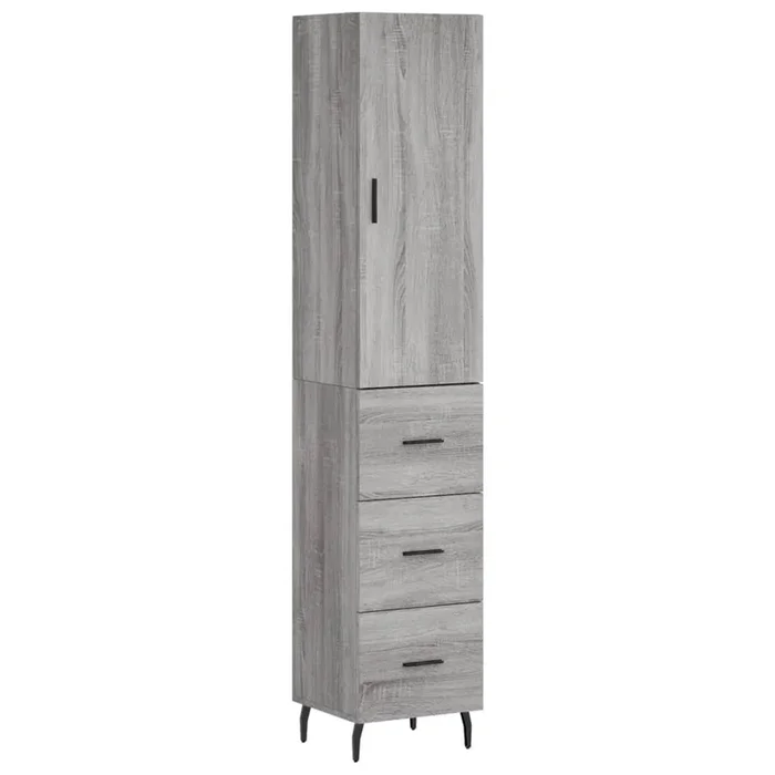 vidaXL Aparador alto madera contrachapada gris Sonoma 34,5x34x180 cm (51)