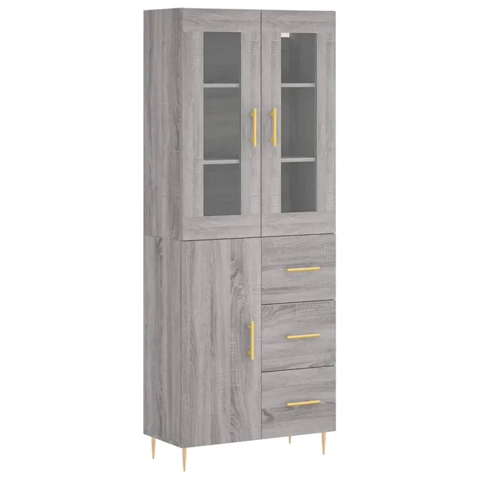vidaXL Aparador alto madera contrachapada gris sonoma 69,5x34x180 cm (103)
