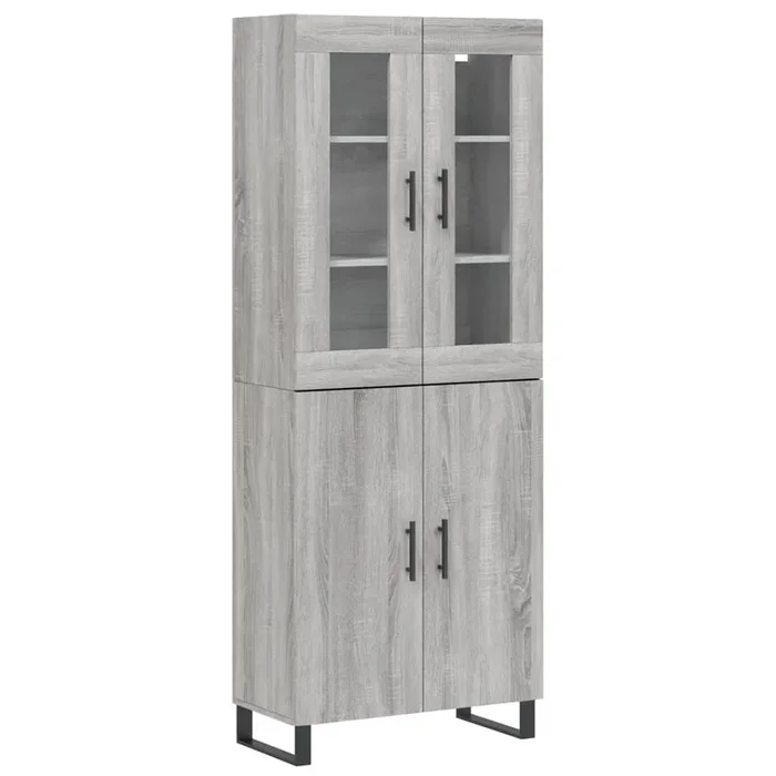 vidaXL Aparador alto madera contrachapada gris sonoma 69,5x34x180 cm (13)