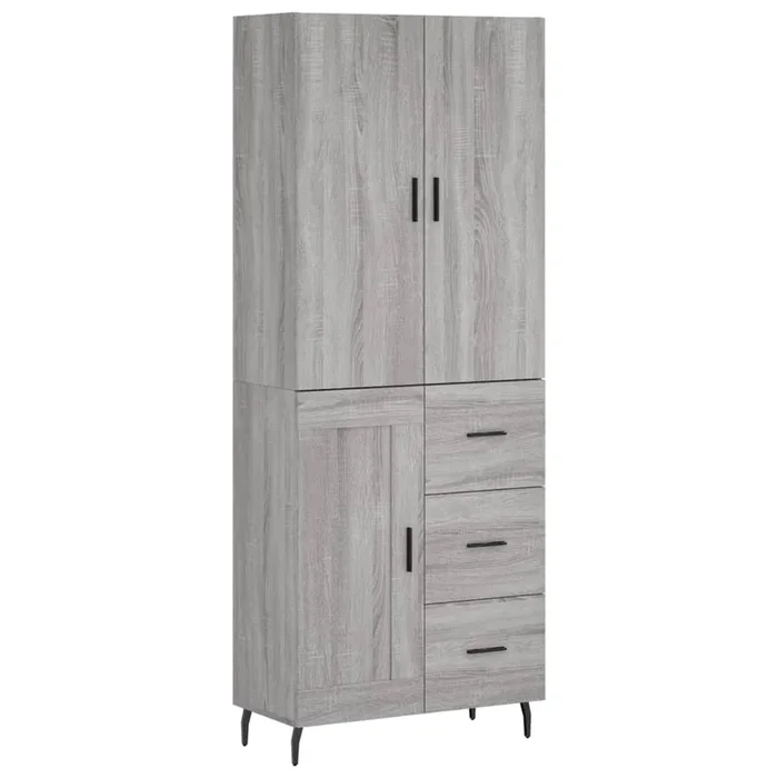 vidaXL Aparador alto madera contrachapada gris sonoma 69,5x34x180 cm (18)